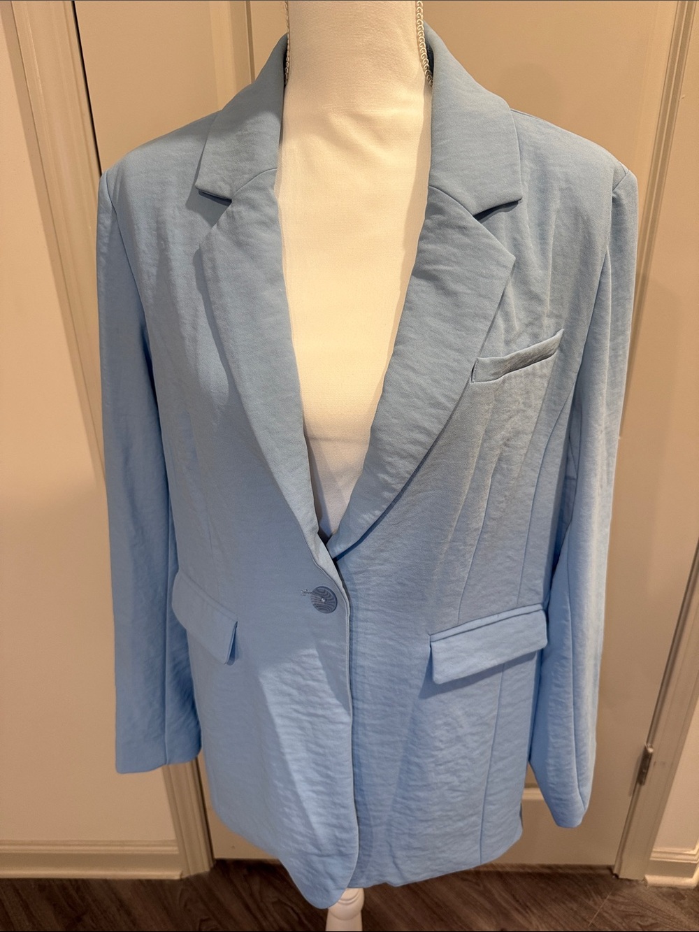 Charlie B C6293-786B-Blazer W/Ruched Back-Sky Large